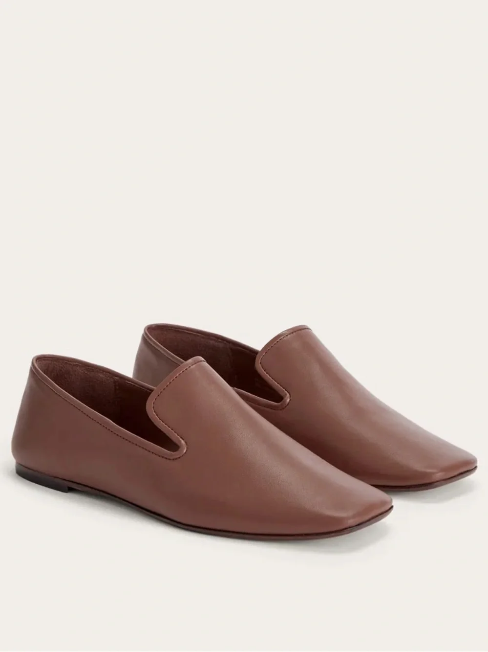 Everlane The Modern Loafer Rum Brown Leather Flats Size 9.5 NWOB Chic